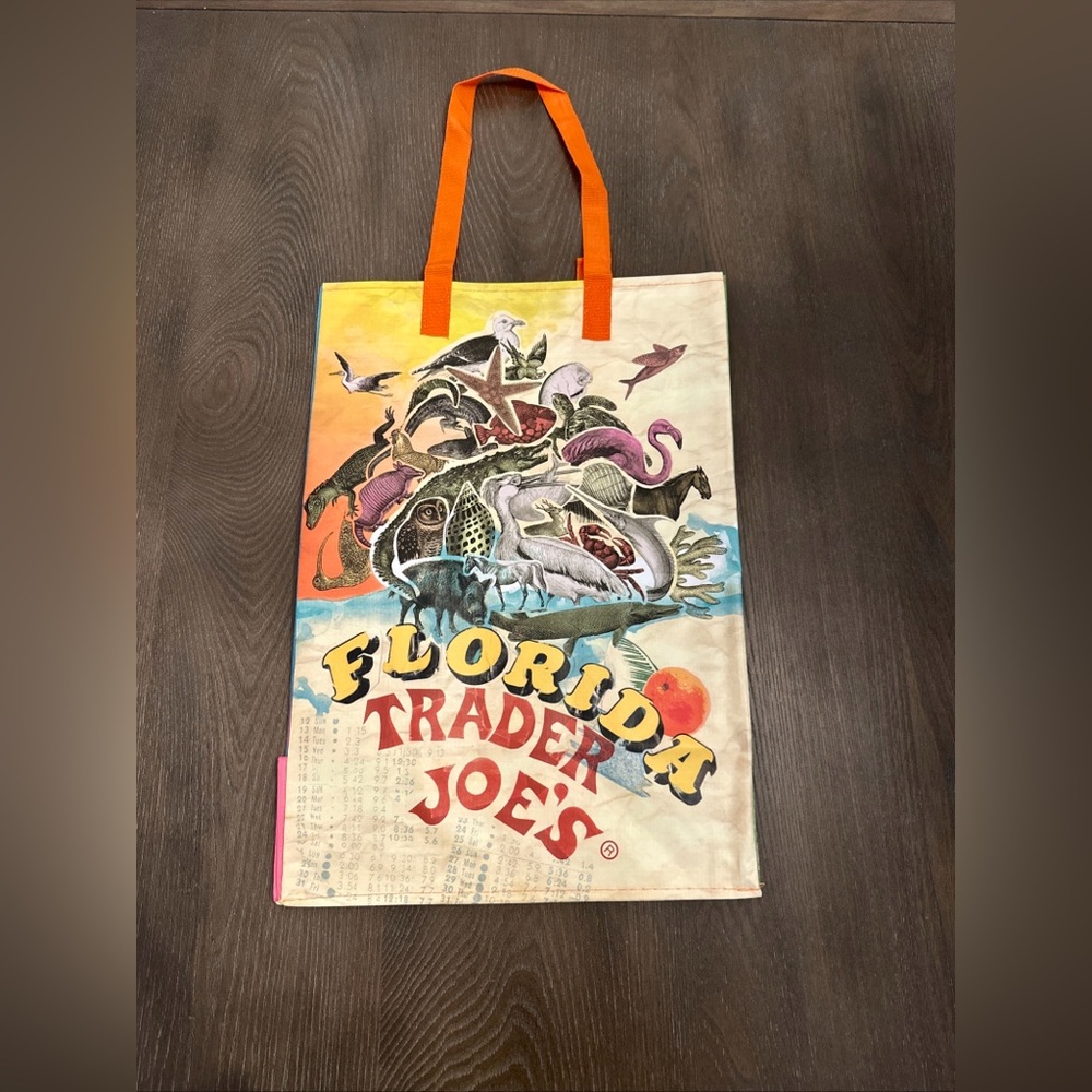 NWT Trader Joe’s FLORIDA‎ REUSABLE GROCERY LOGO ORANGE SHOPPING TOTE GIFT BAG